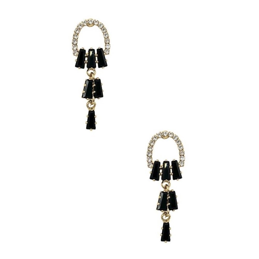 Leanne Black Rhinestone Drop Earrings 25$